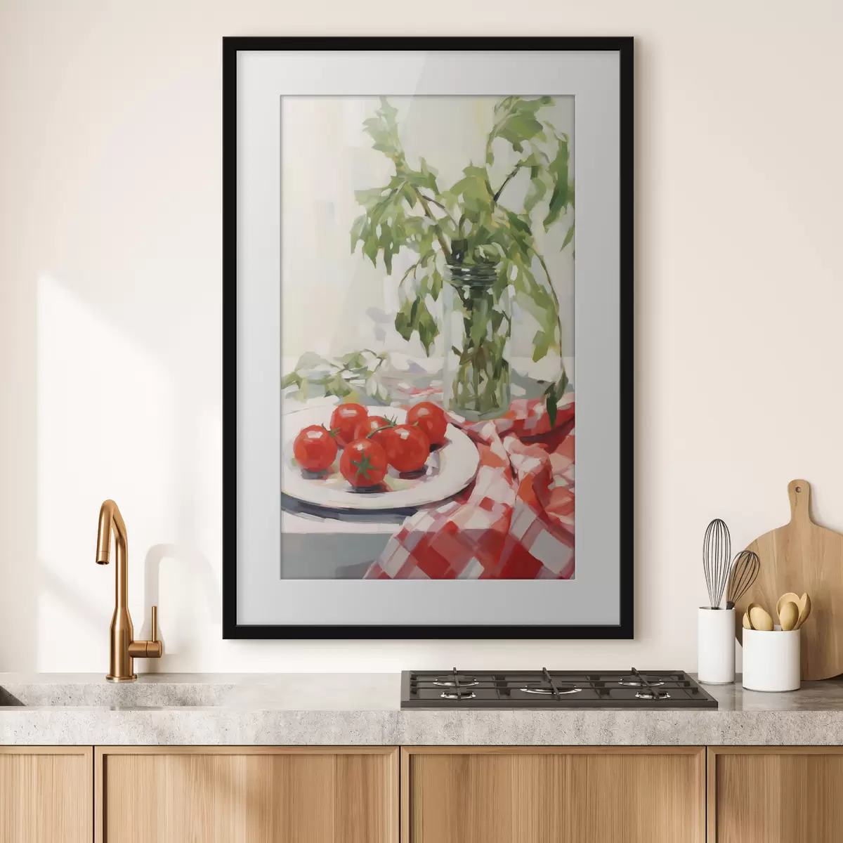 Plakat Pomidory na talerzu, imitacja obrazu f50064