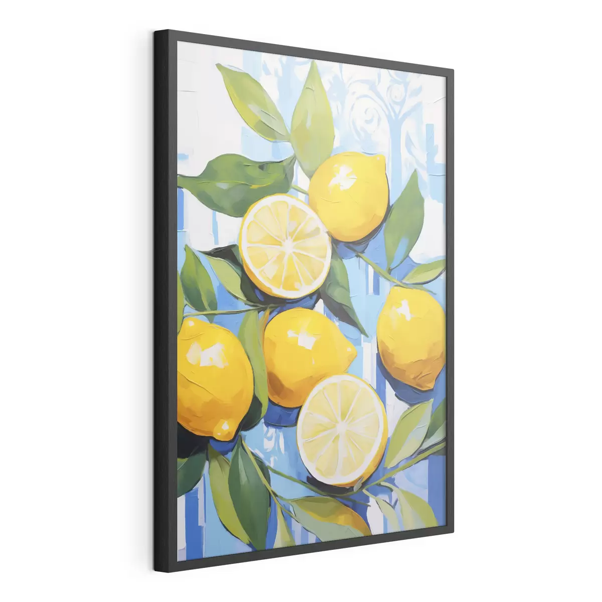 Plakat Cytryny wśród liści, imitacja obrazu f50065