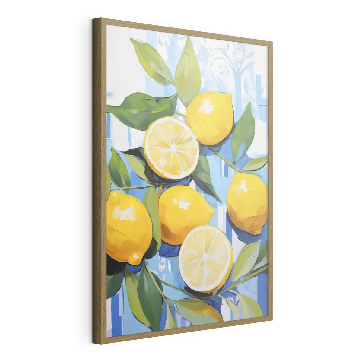 Plakat Cytryny wśród liści, imitacja obrazu f50065