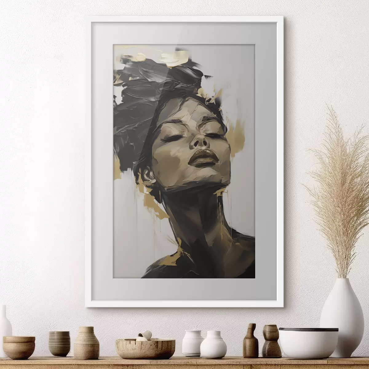 Plakat Abstrakcyjny portret kobiety, imitacja obrazu f50071