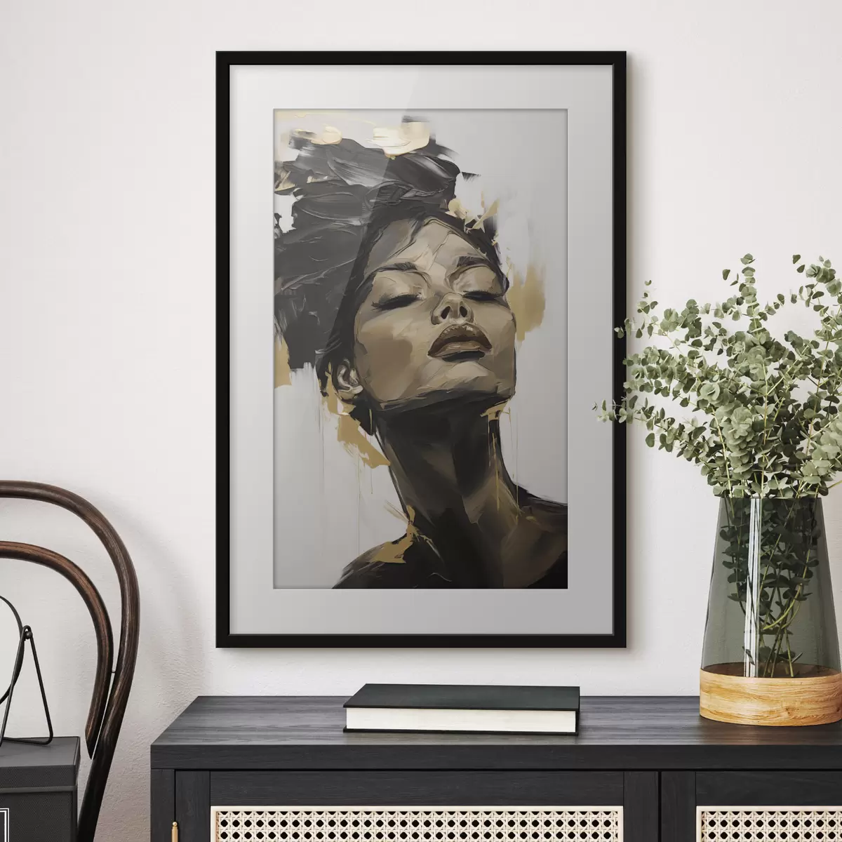 Plakat Abstrakcyjny portret kobiety, imitacja obrazu f50071