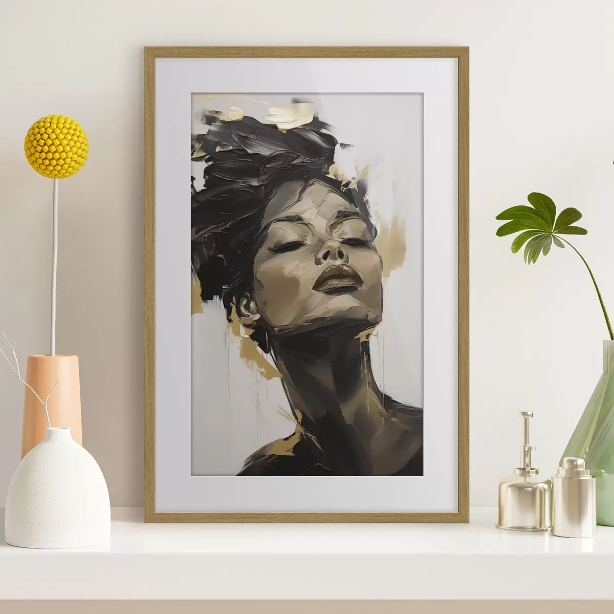 Plakat Abstrakcyjny portret kobiety, imitacja obrazu f50071