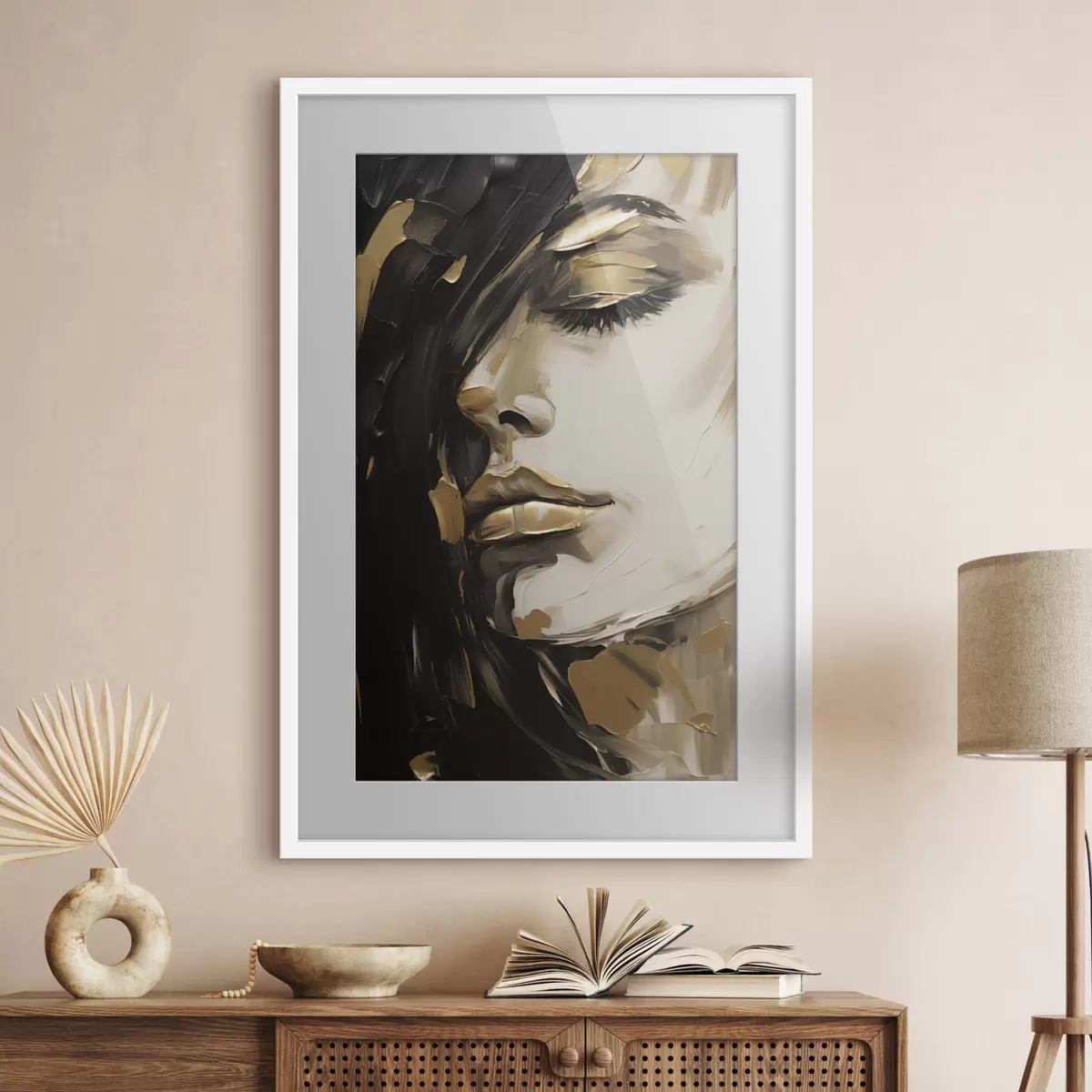 Plakat Abstrakcyjna twarz kobiety, imitacja obrazu f50072