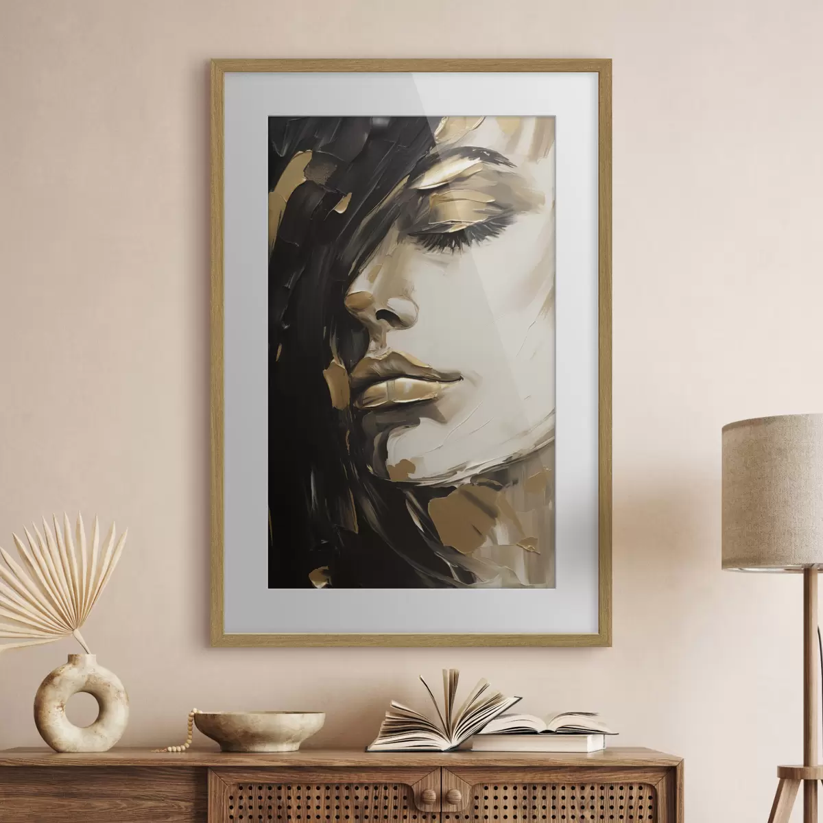 Plakat Abstrakcyjna twarz kobiety, imitacja obrazu f50072