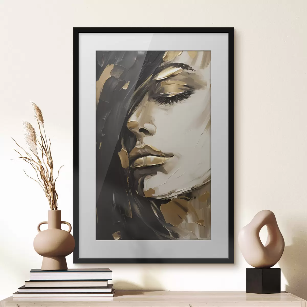 Plakat Abstrakcyjna twarz kobiety, imitacja obrazu f50072