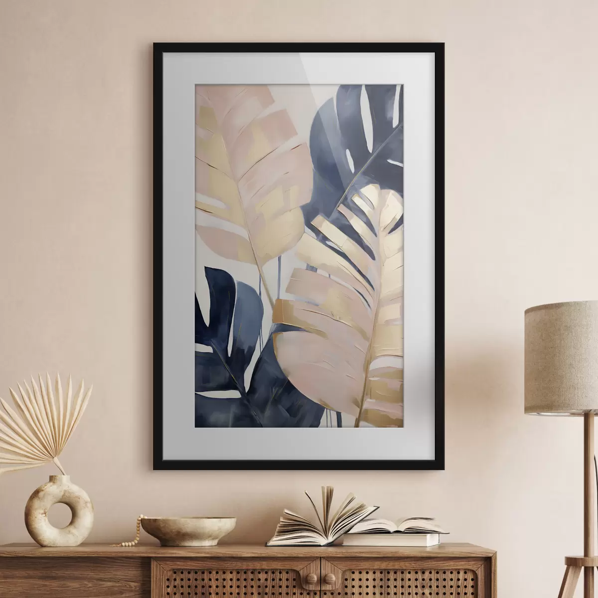 Plakat Abstrakcyjne liście, imitacja obrazu f50075