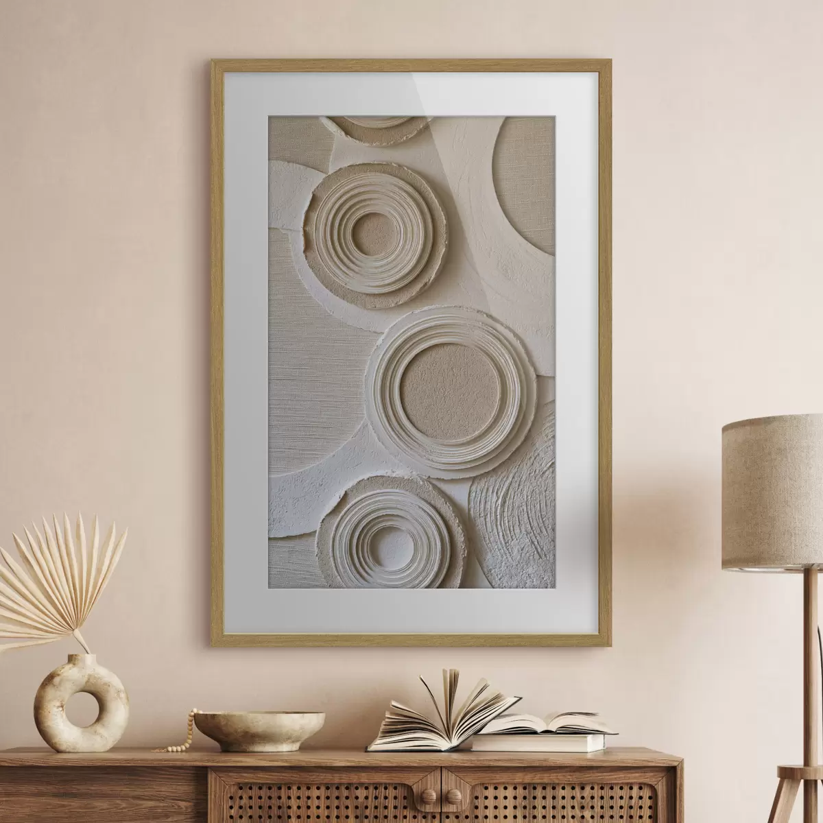 Plakat Kompozycja geometryczna z okręgami i efektem reliefowym f49956