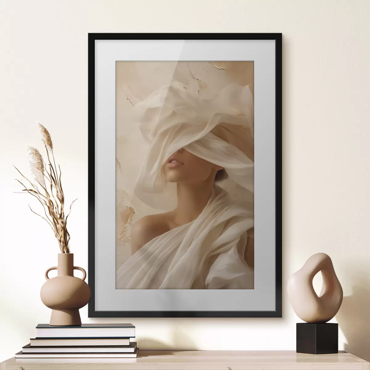 Plakat Portret w zwiewnej tkaninie w delikatnym oświetleniu f49966