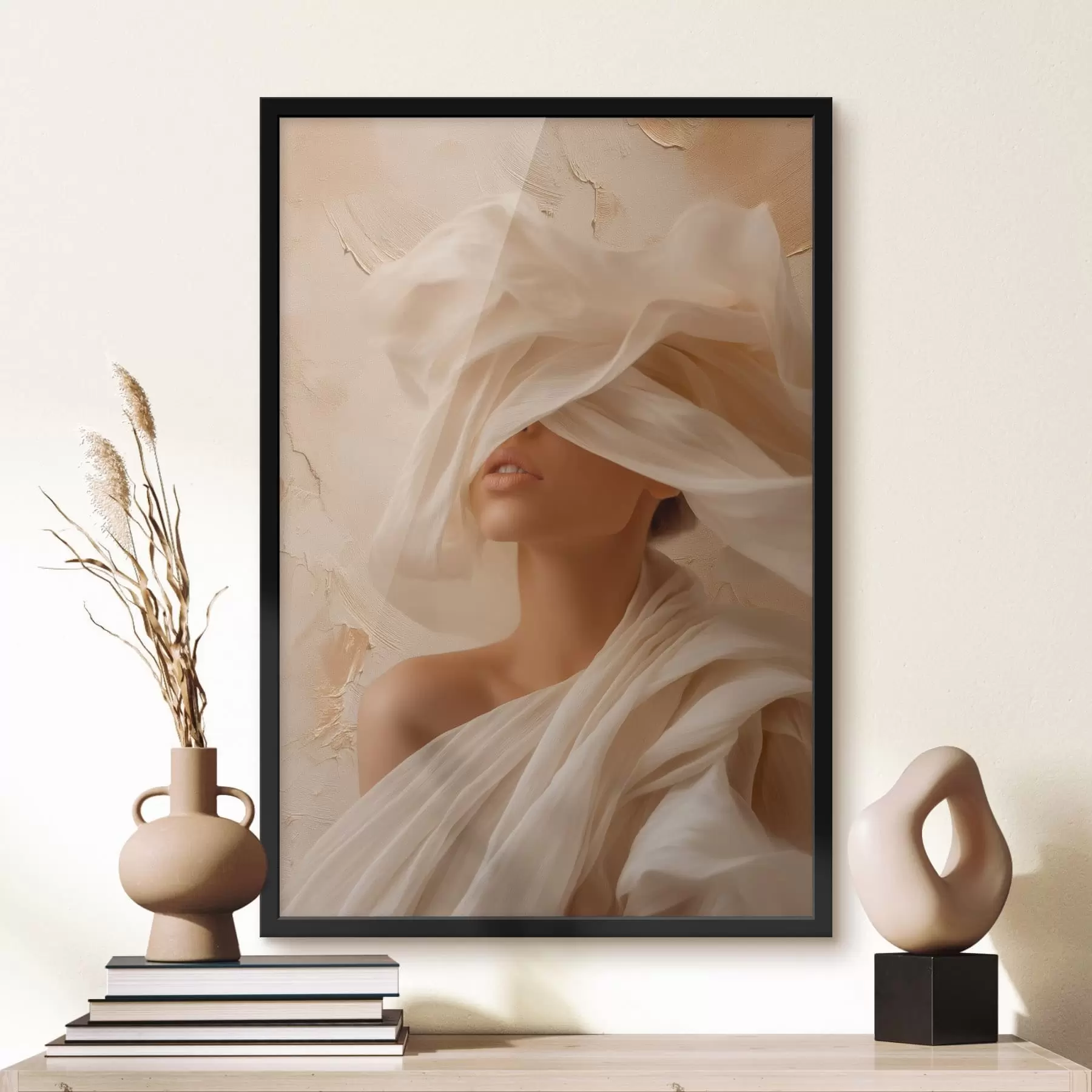 Fototapeta Portret w zwiewnej tkaninie w delikatnym oświetleniu f49966