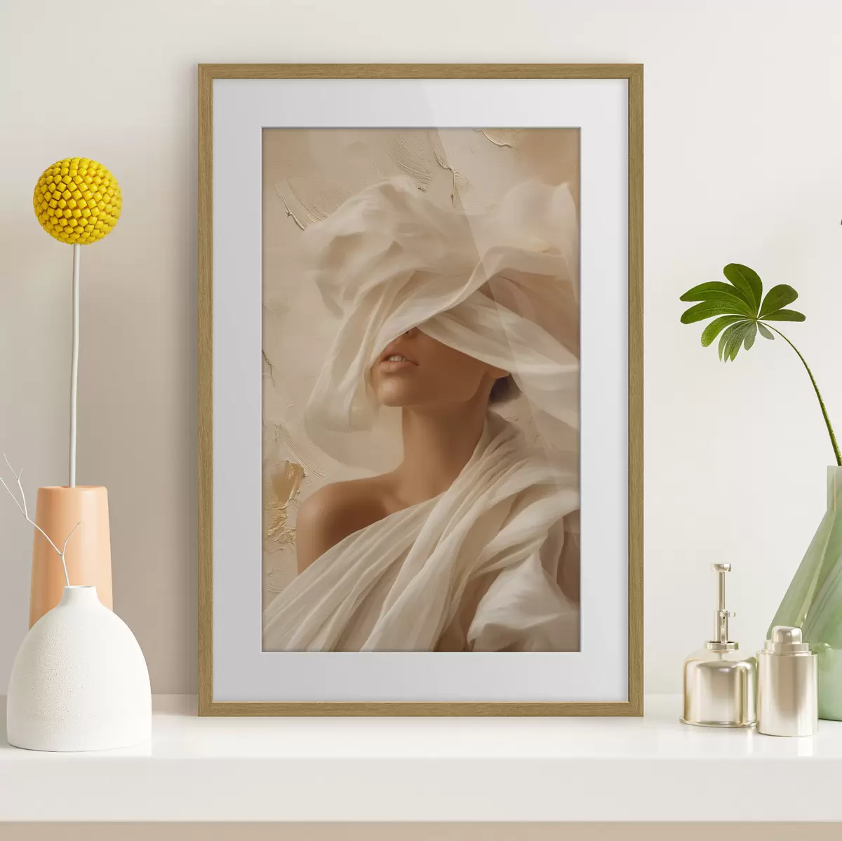 Plakat Portret w zwiewnej tkaninie w delikatnym oświetleniu f49966