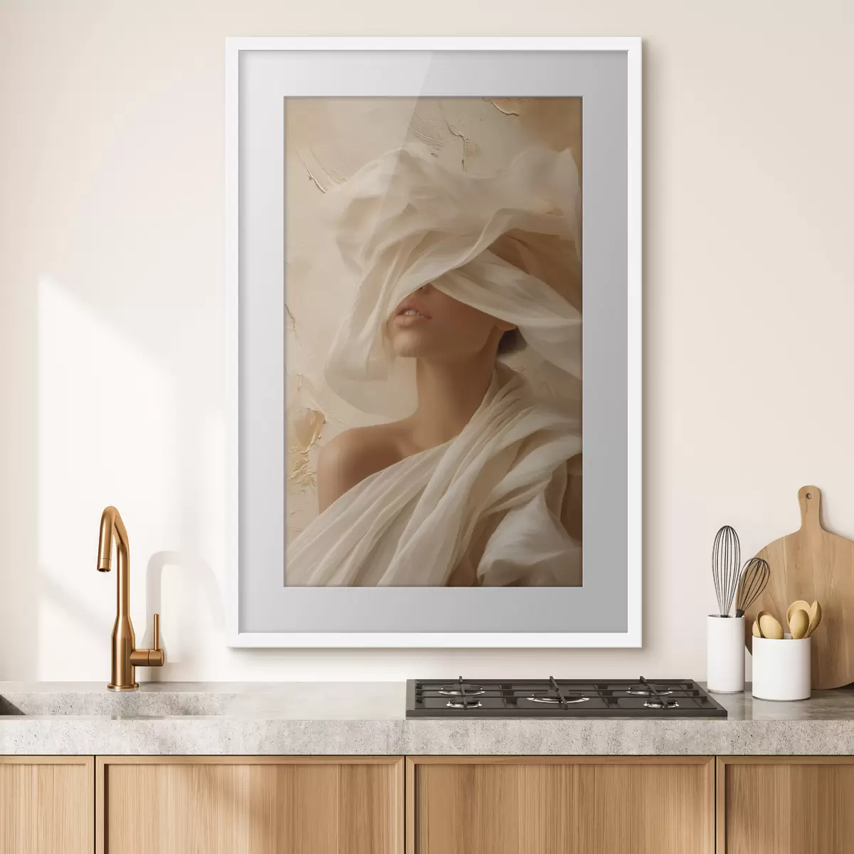 Plakat Portret w zwiewnej tkaninie w delikatnym oświetleniu f49966