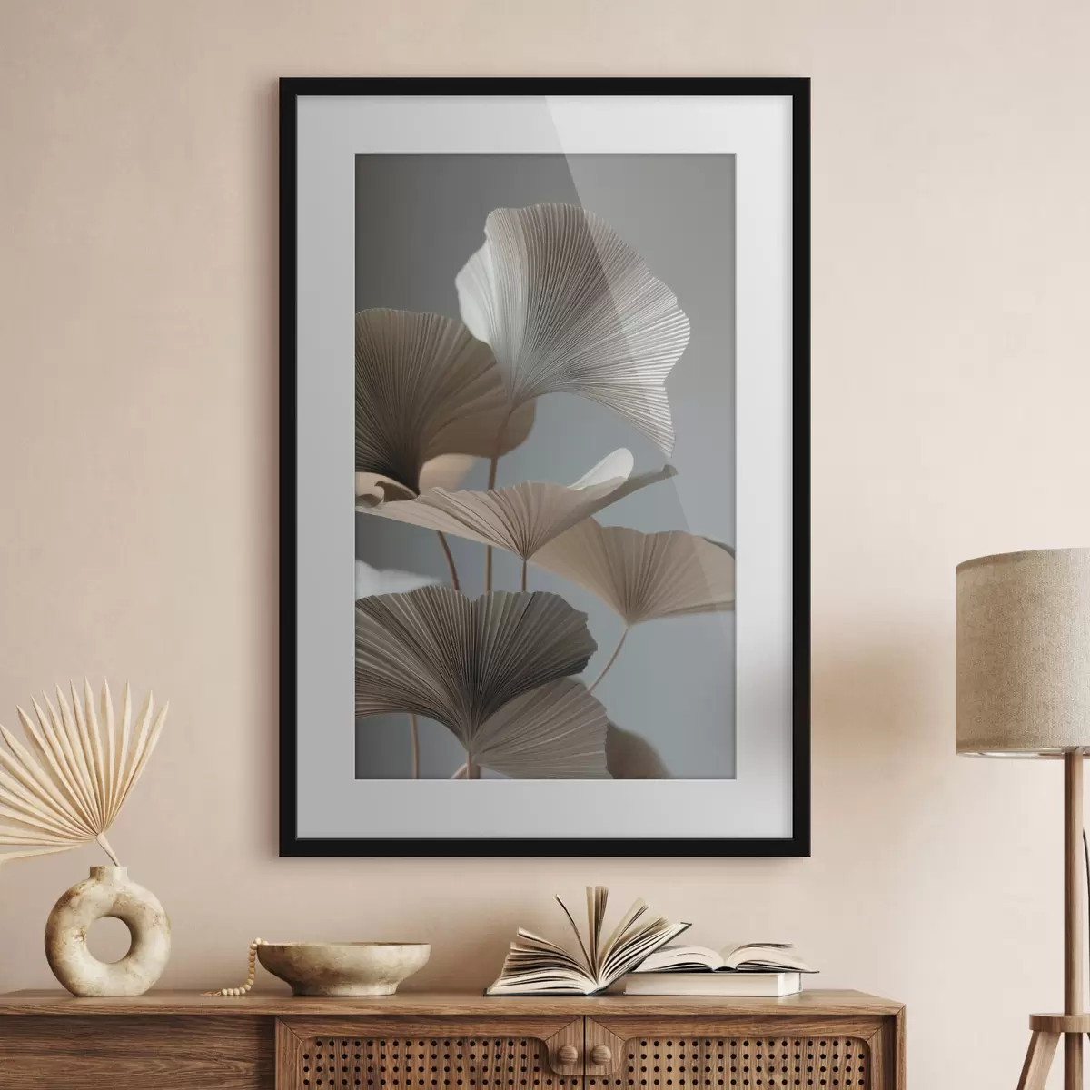 Plakat Minimalistyczne liście w kształcie wachlarza f49972