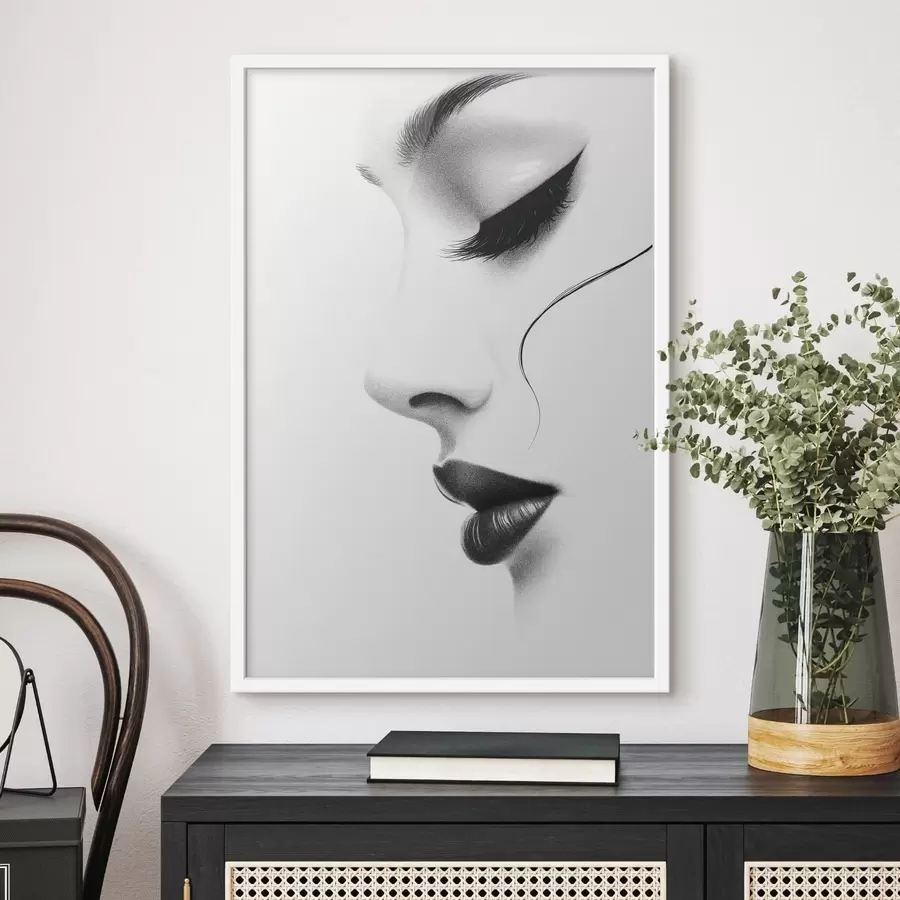 Fototapeta Minimalistyczny portret kobiety w czerni i bieli f49982