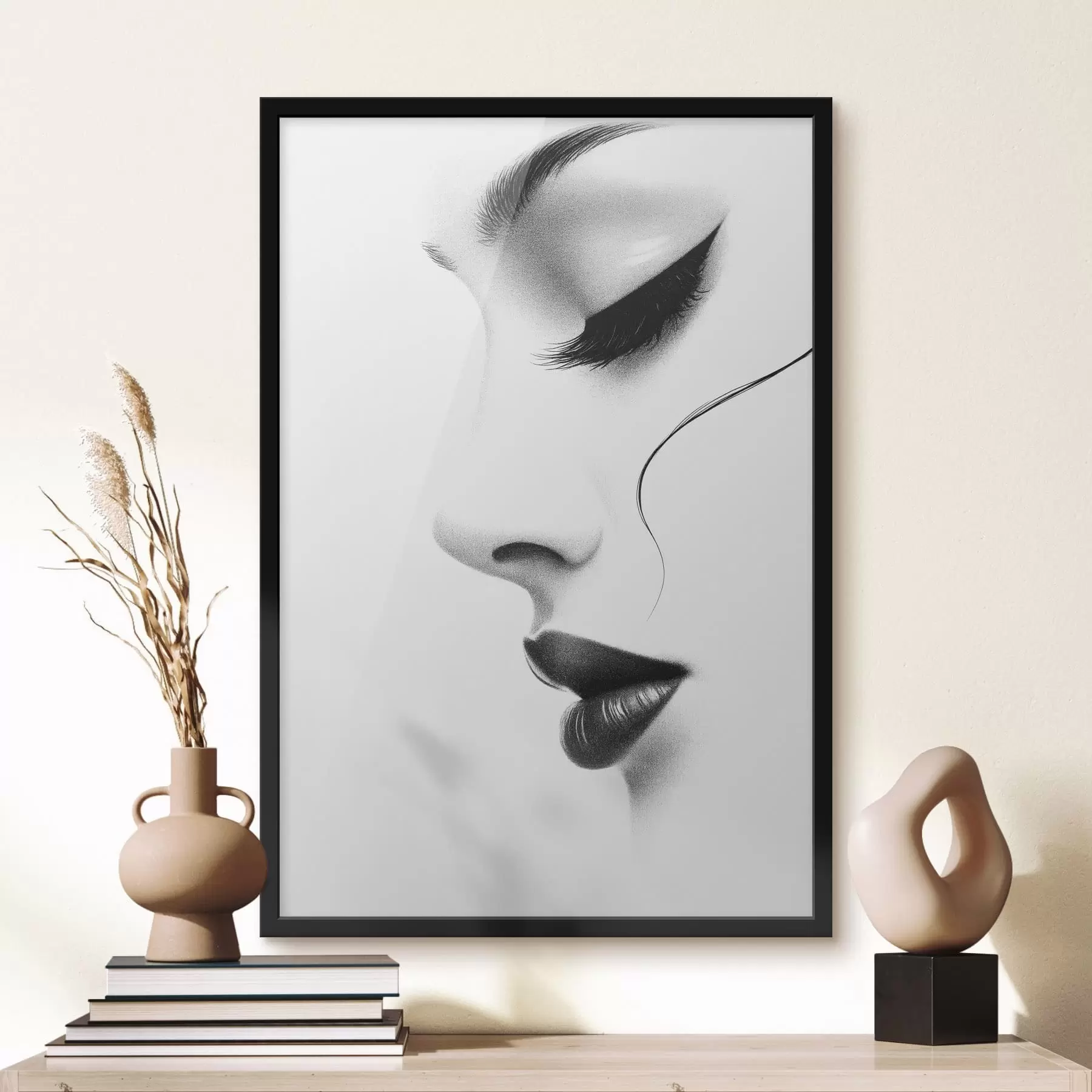 Fototapeta Minimalistyczny portret kobiety w czerni i bieli f49982