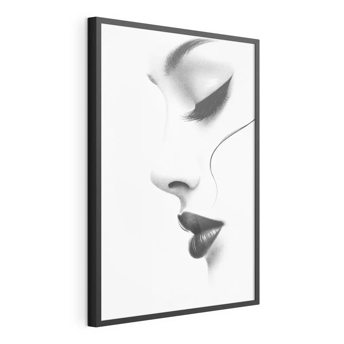 Plakat Minimalistyczny portret kobiety w czerni i bieli f49982