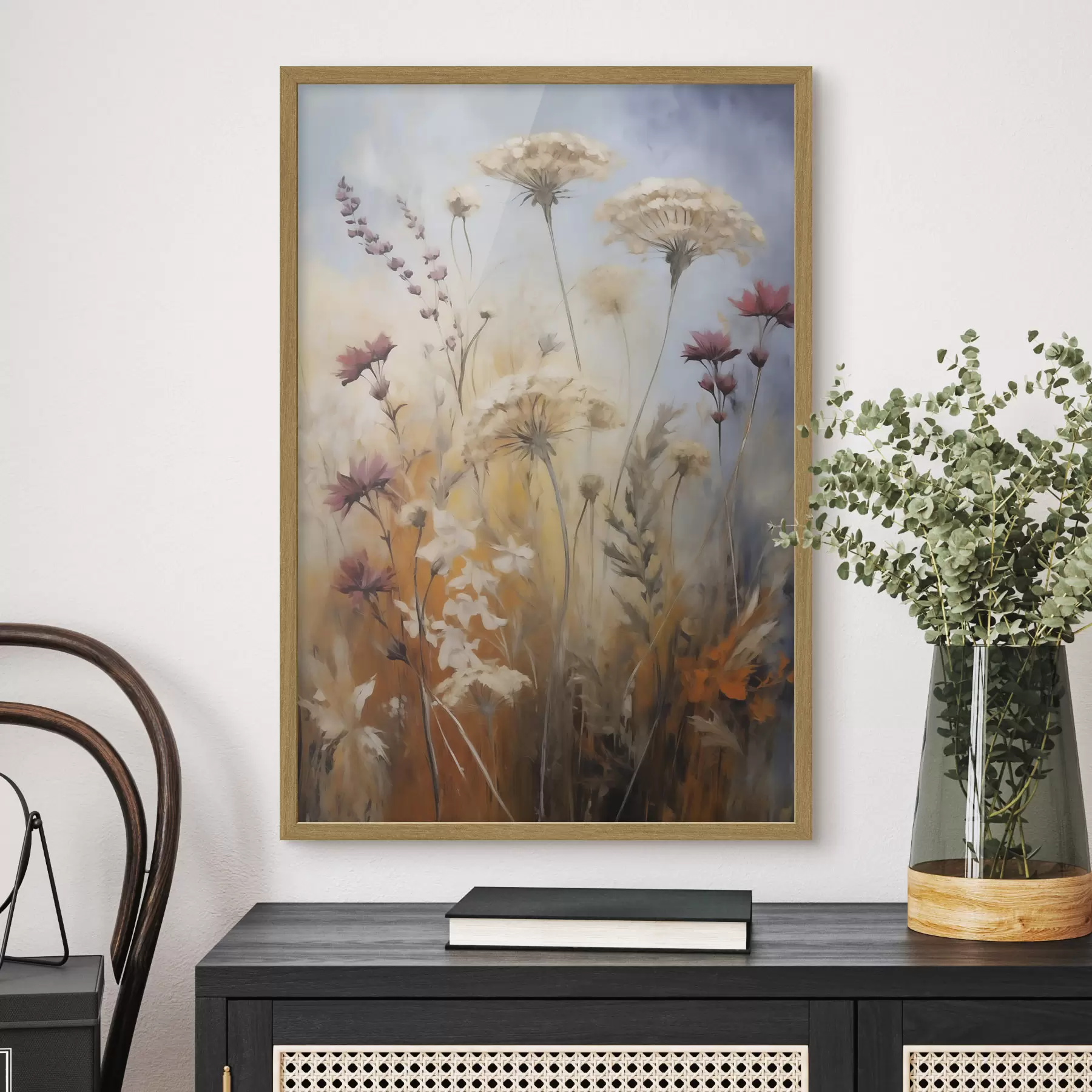 Fototapeta Łąkowe kwiaty w złotej mgle f50144