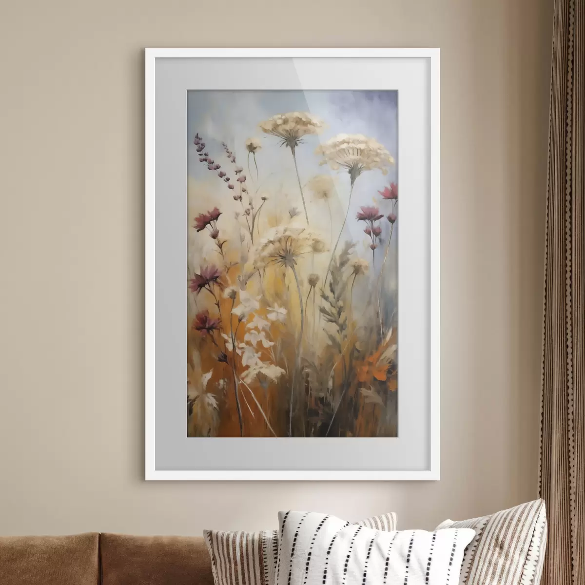 Plakat Łąkowe kwiaty w złotej mgle f50144