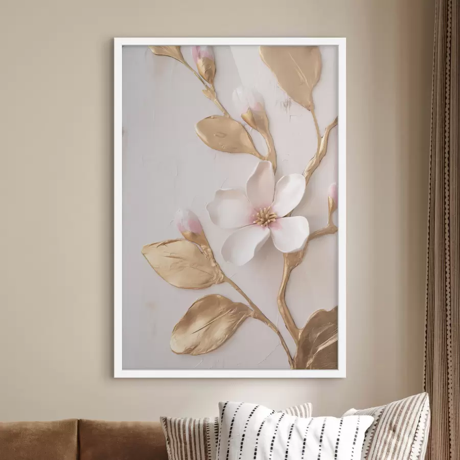 Fototapeta Delikatne, różowe kwiaty magnolii o wyrazistej fakturze z żółtymi akcentami f50231