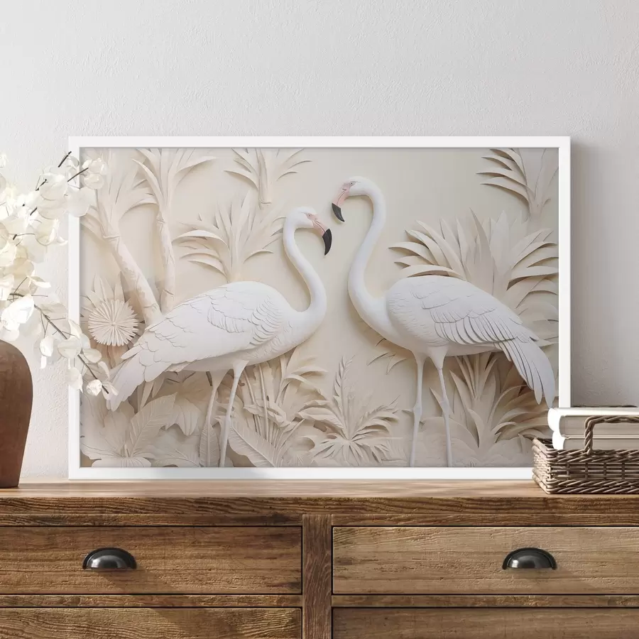 Fototapeta Flamingi wśród tropikalnych liści f50303