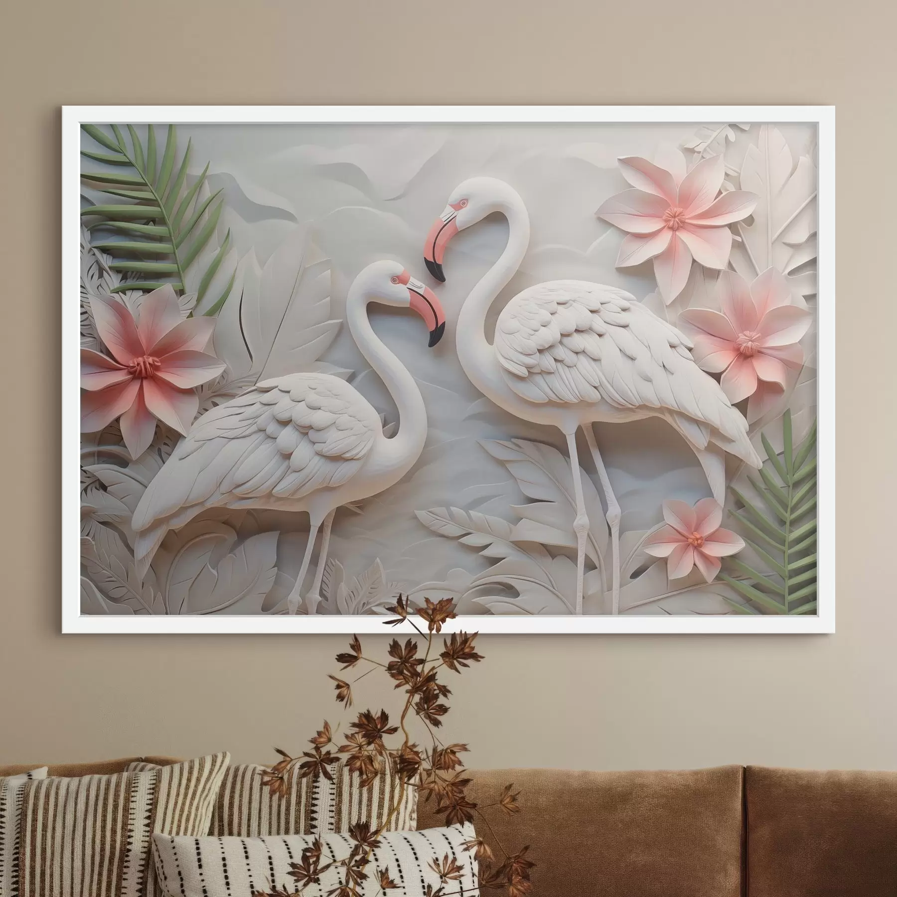 Fototapeta Flamingi wśród tropikalnych liści f50304