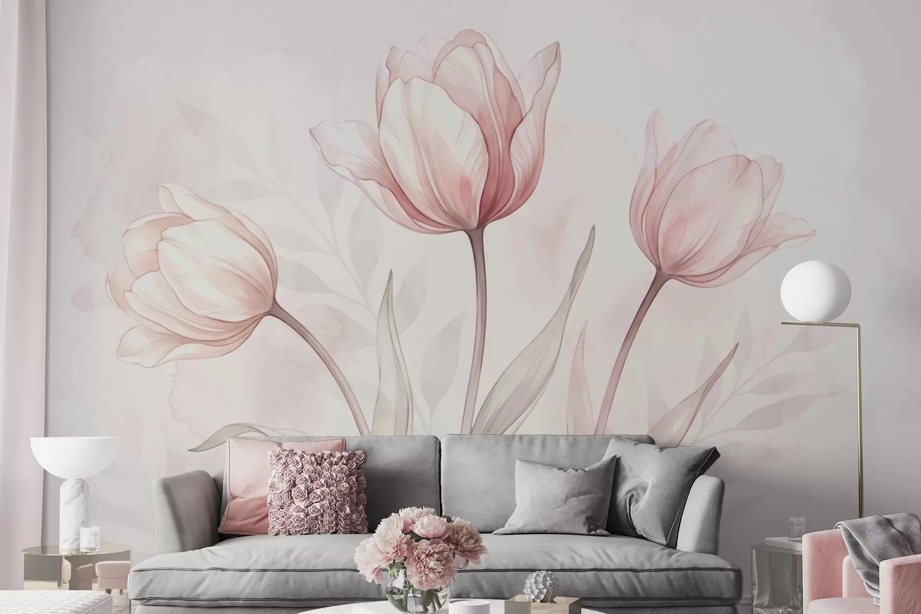 Fototapeta Delikatne tulipany w stylu akwarelowym w10005