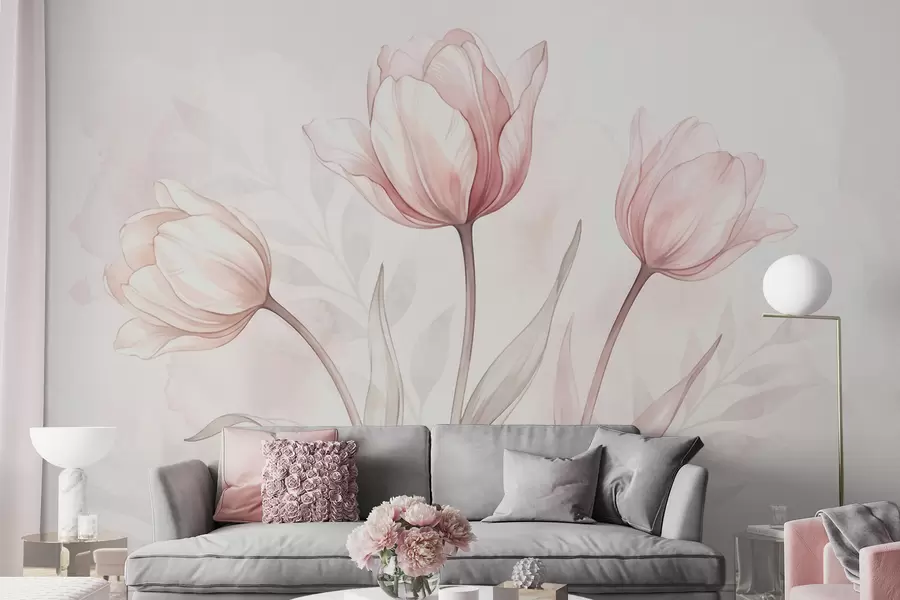 Fototapeta Delikatne tulipany w stylu akwarelowym w10005