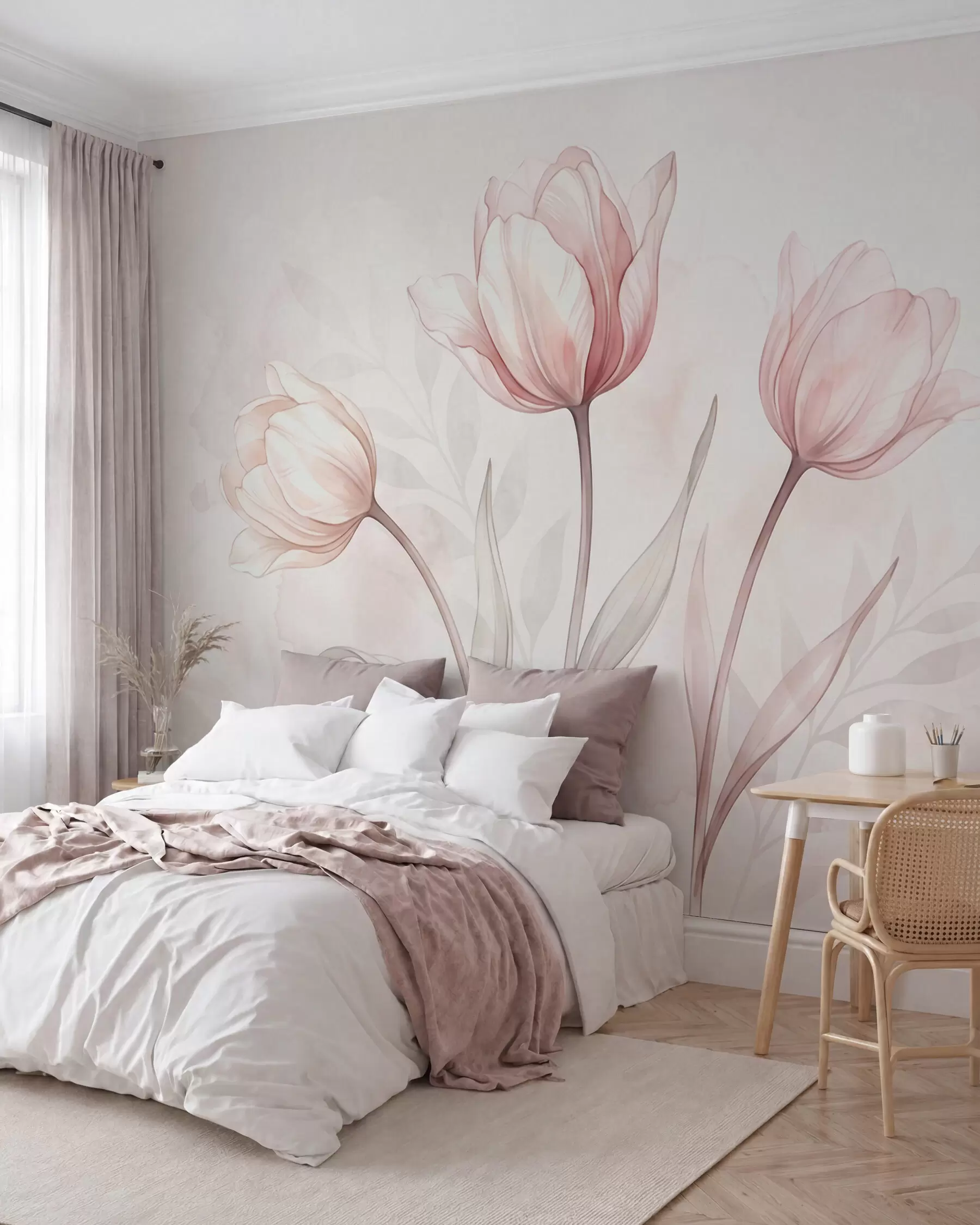 Fototapeta Pudrowe tulipany w10005