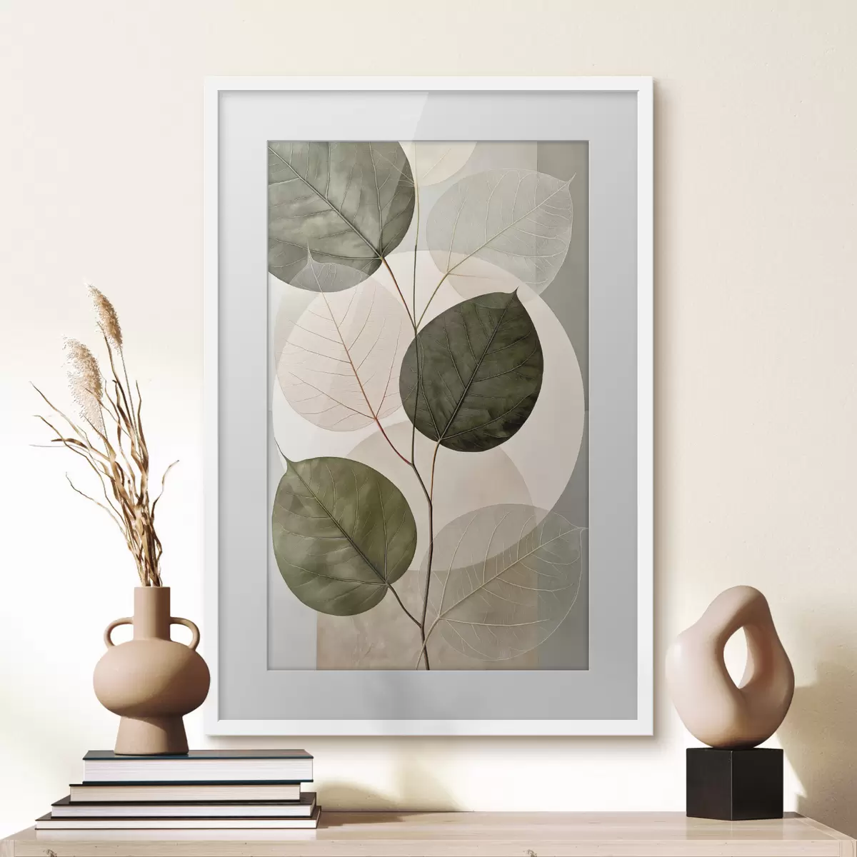 Plakat Liście o geometrycznych kształtach f50370