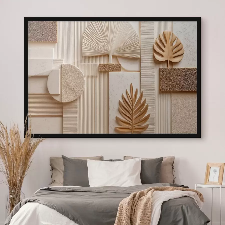 Fototapeta Liście wśród geometrycznych kształtów f50436