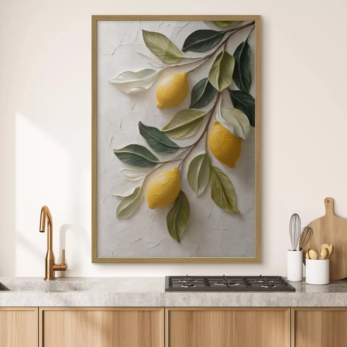 Plakat Cytryny na gałęziach z zielonymi liśćmi f50445