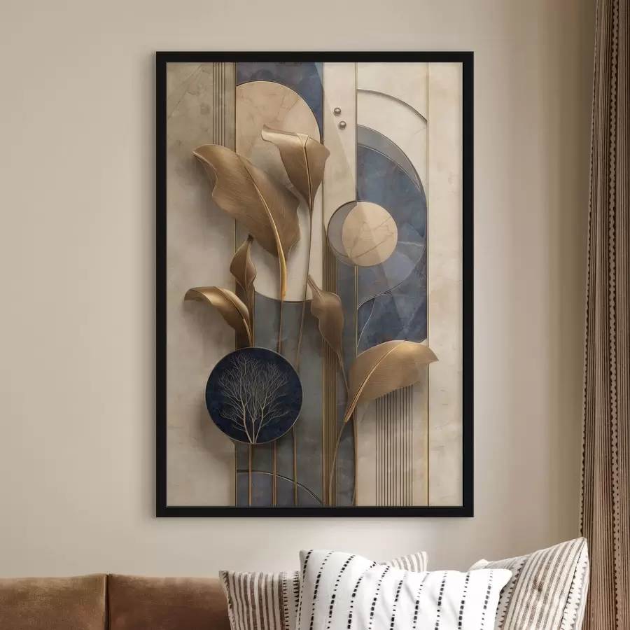 Fototapeta Kompozycja geometryczna z liśćmi w odcieniach brązu f50452