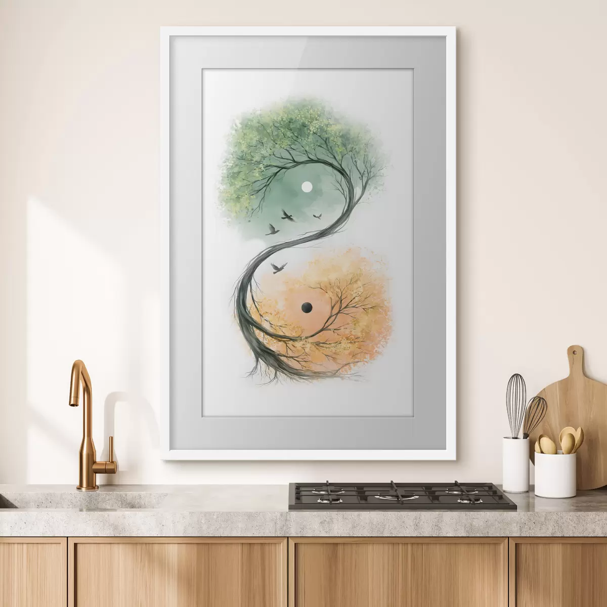 Plakat Drzewo wygięte w kształt symbolu Yin-Yang f50482