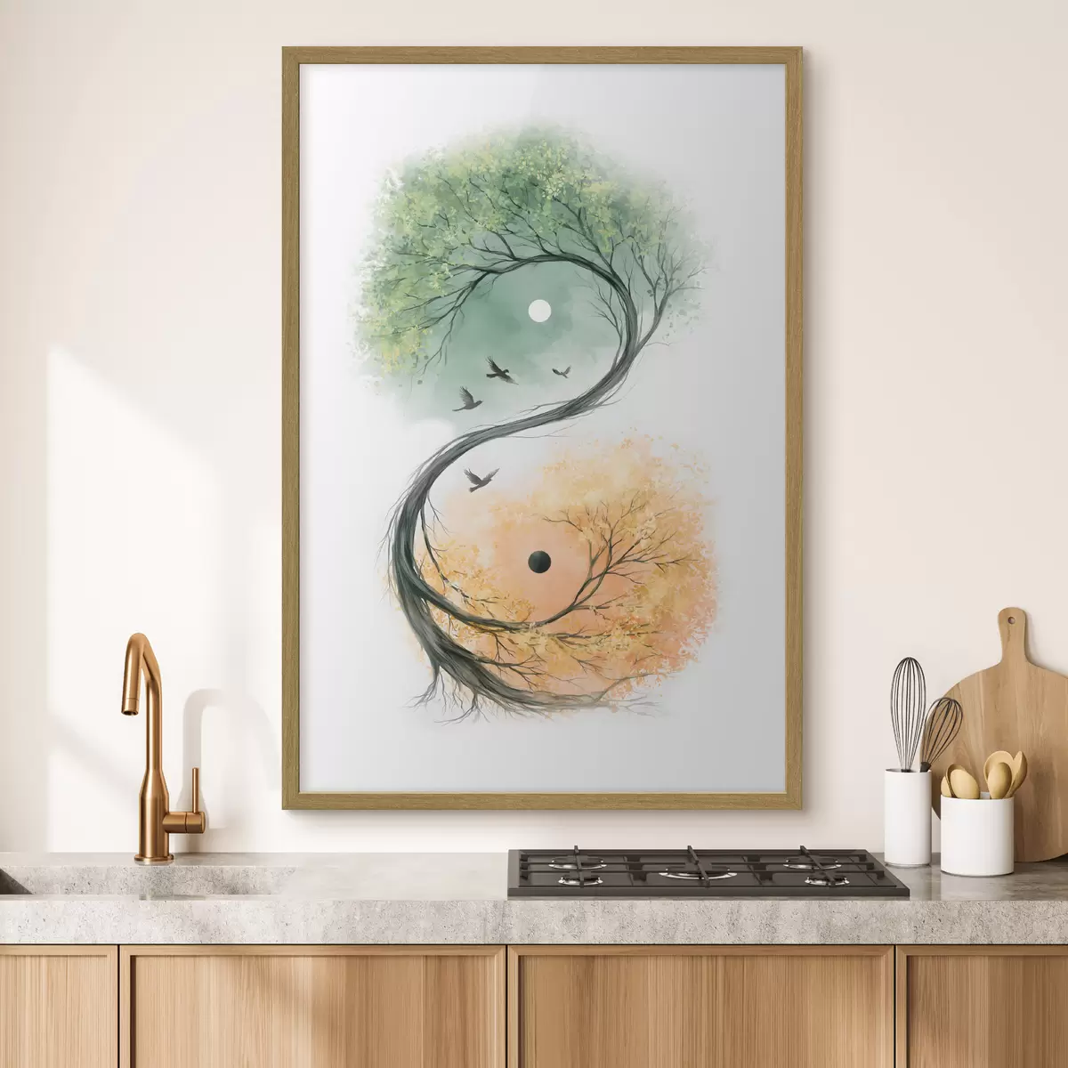 Plakat Drzewo wygięte w kształt symbolu Yin-Yang f50482