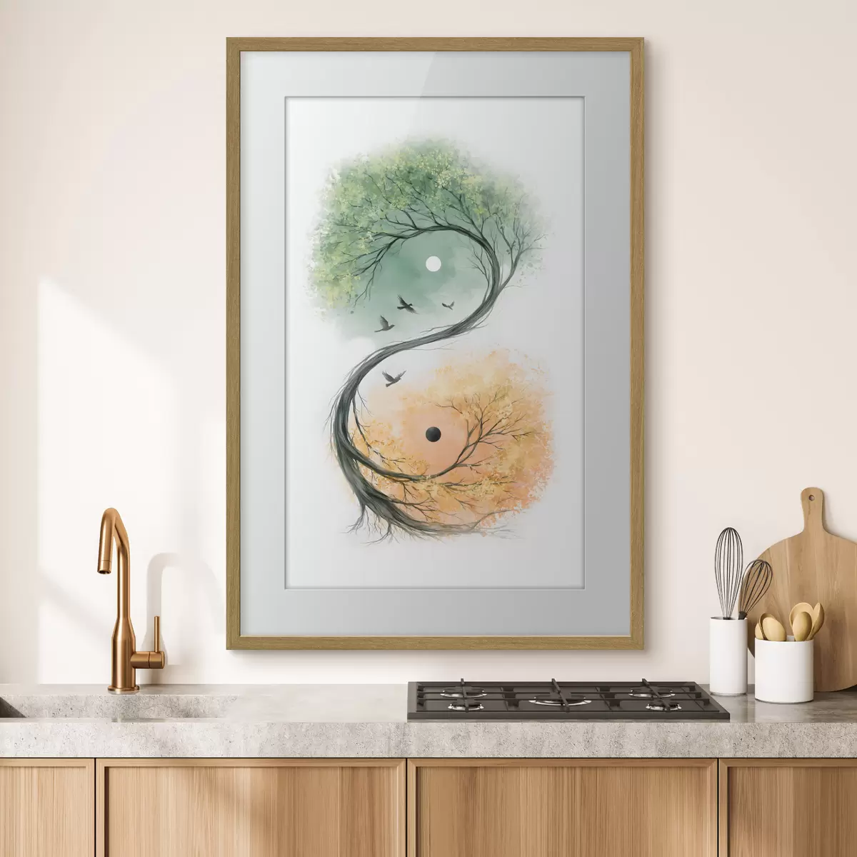 Plakat Drzewo wygięte w kształt symbolu Yin-Yang f50482