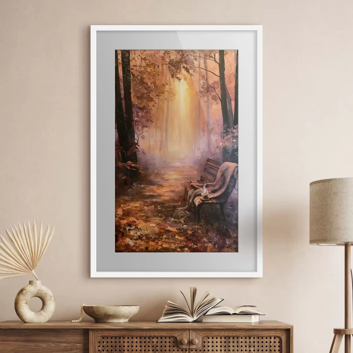 Plakat Jesienny poranek w lesie f50487