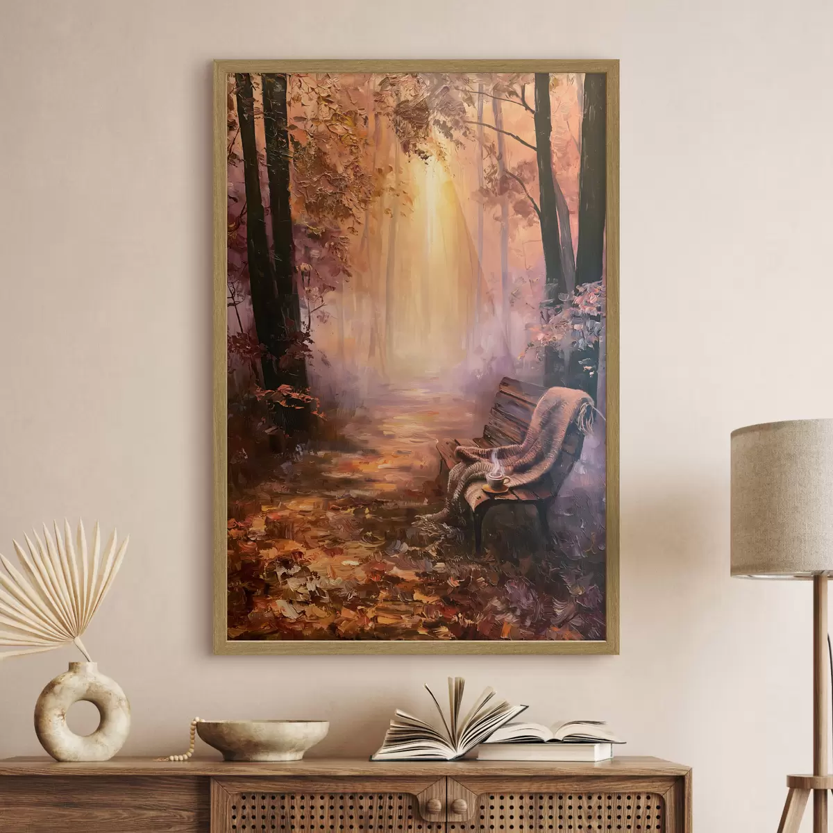 Plakat Jesienny poranek w lesie f50487