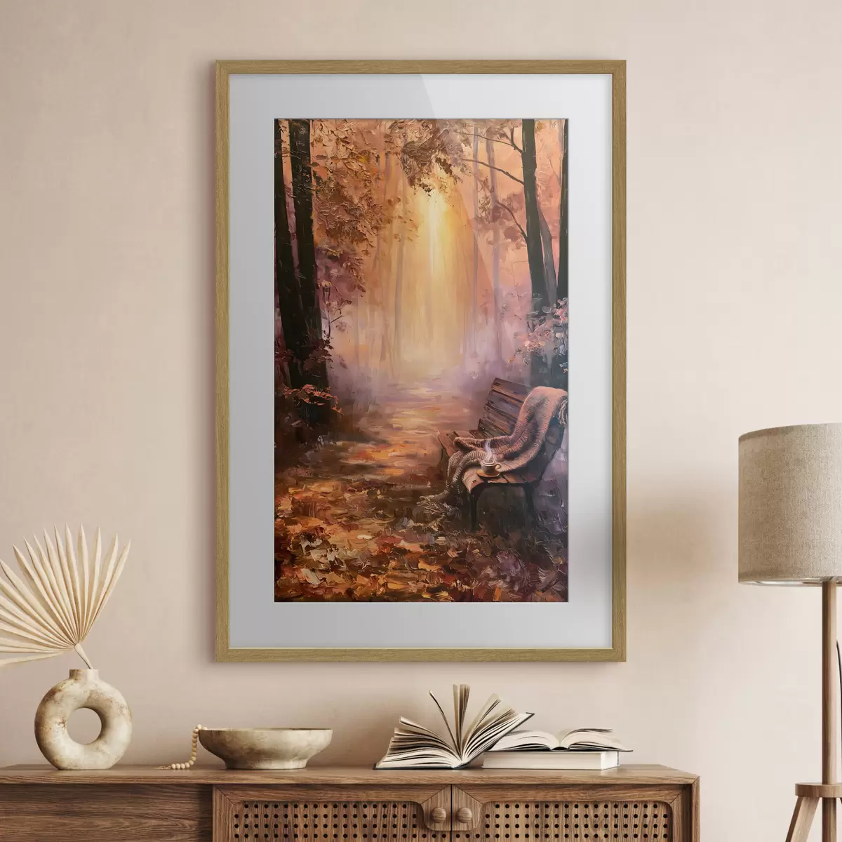 Plakat Jesienny poranek w lesie f50487