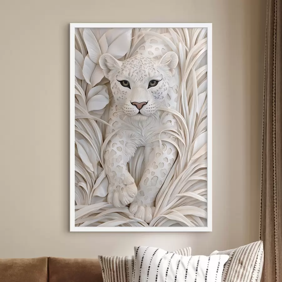 Fototapeta Lampart w stylu płaskorzeźby f50514