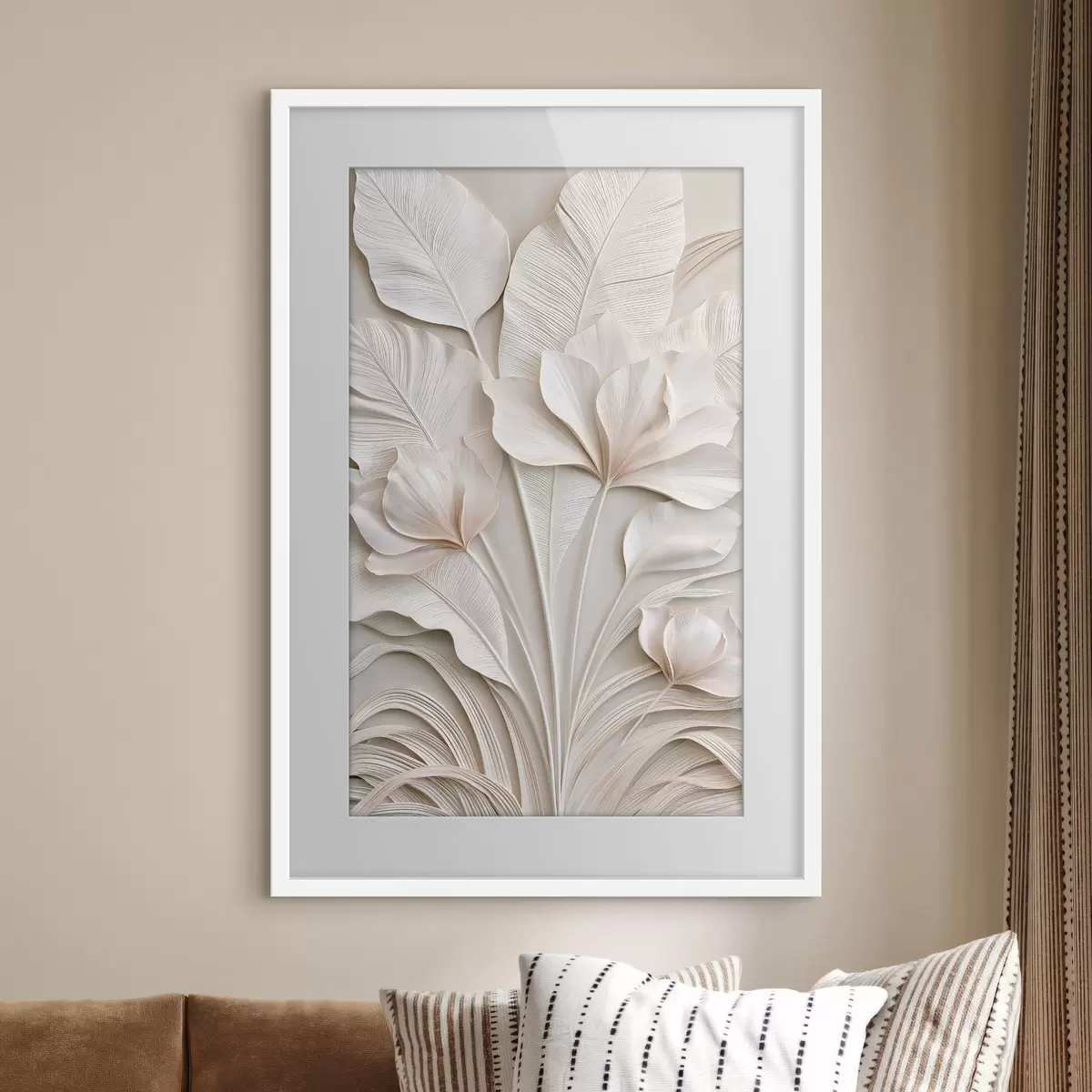 Plakat Kwiaty tropikalne w stylu płaskorzeźby f50515