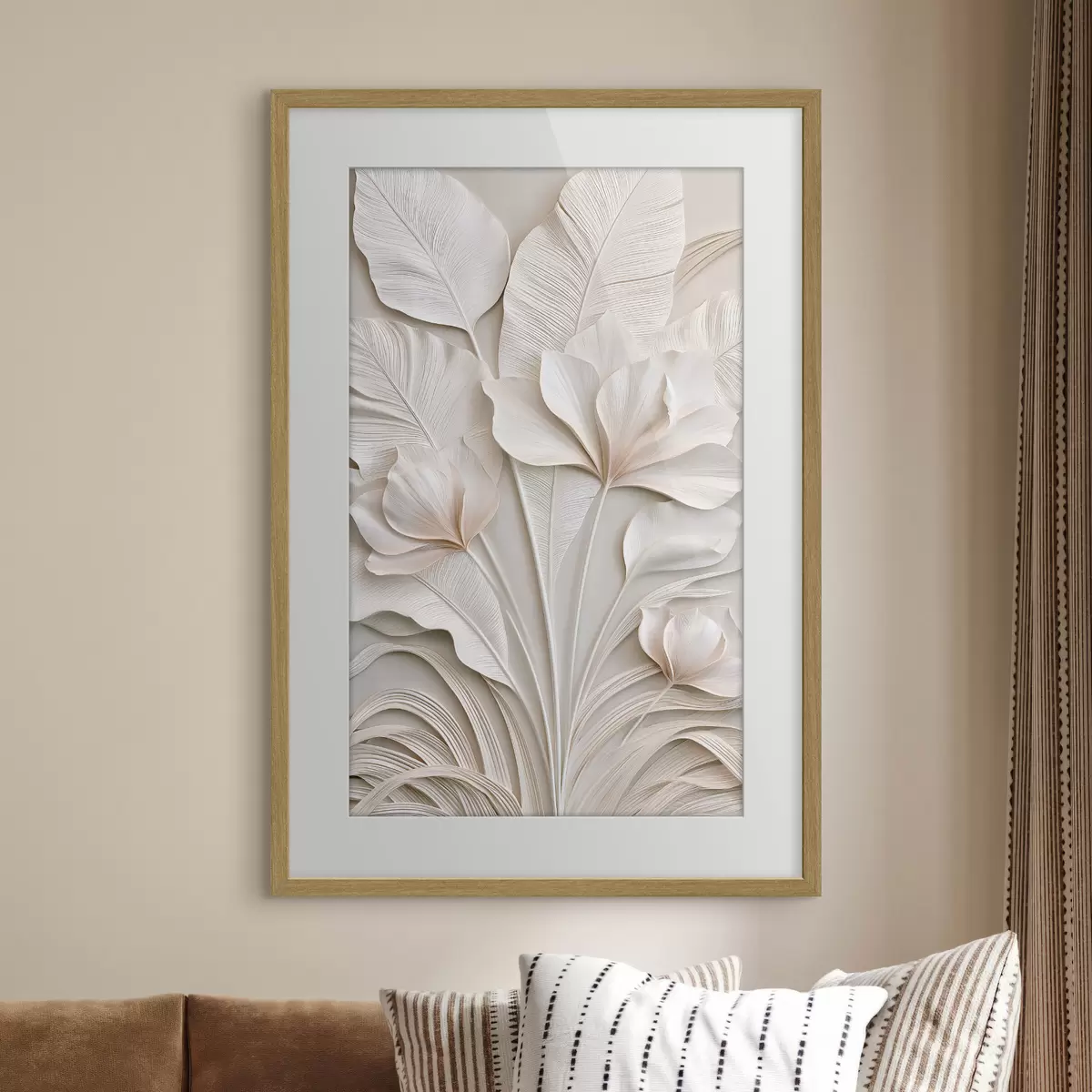 Plakat Kwiaty tropikalne w stylu płaskorzeźby f50515