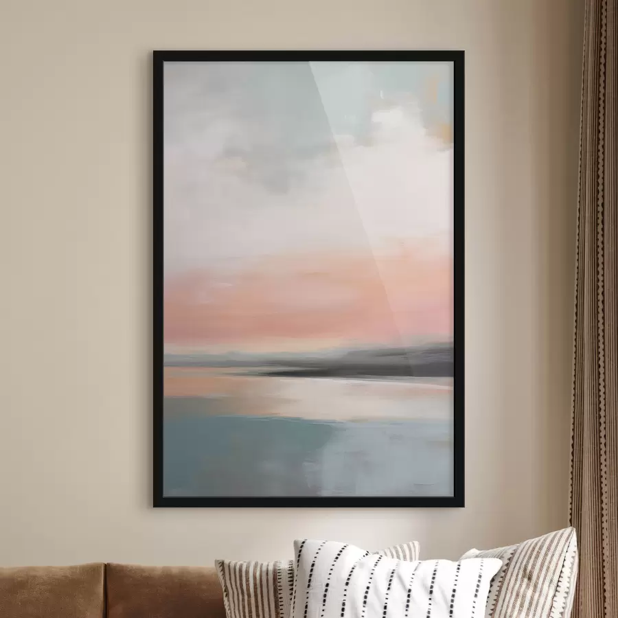 Fototapeta Abstrakcyjny, minimalistyczny pejzaż morski w delikatnej pastelowej kolorystyce f50640