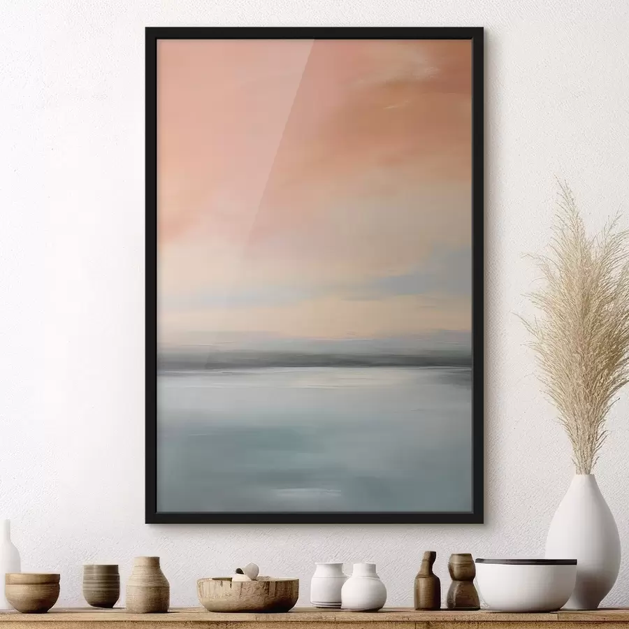 Fototapeta Abstrakcyjny, minimalistyczny pejzaż morski w delikatnej pastelowej kolorystyce f50641