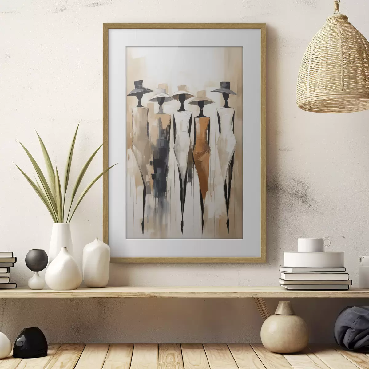 Plakat Abstrakcyjne sylwetki, imitacja malarstwa f50664
