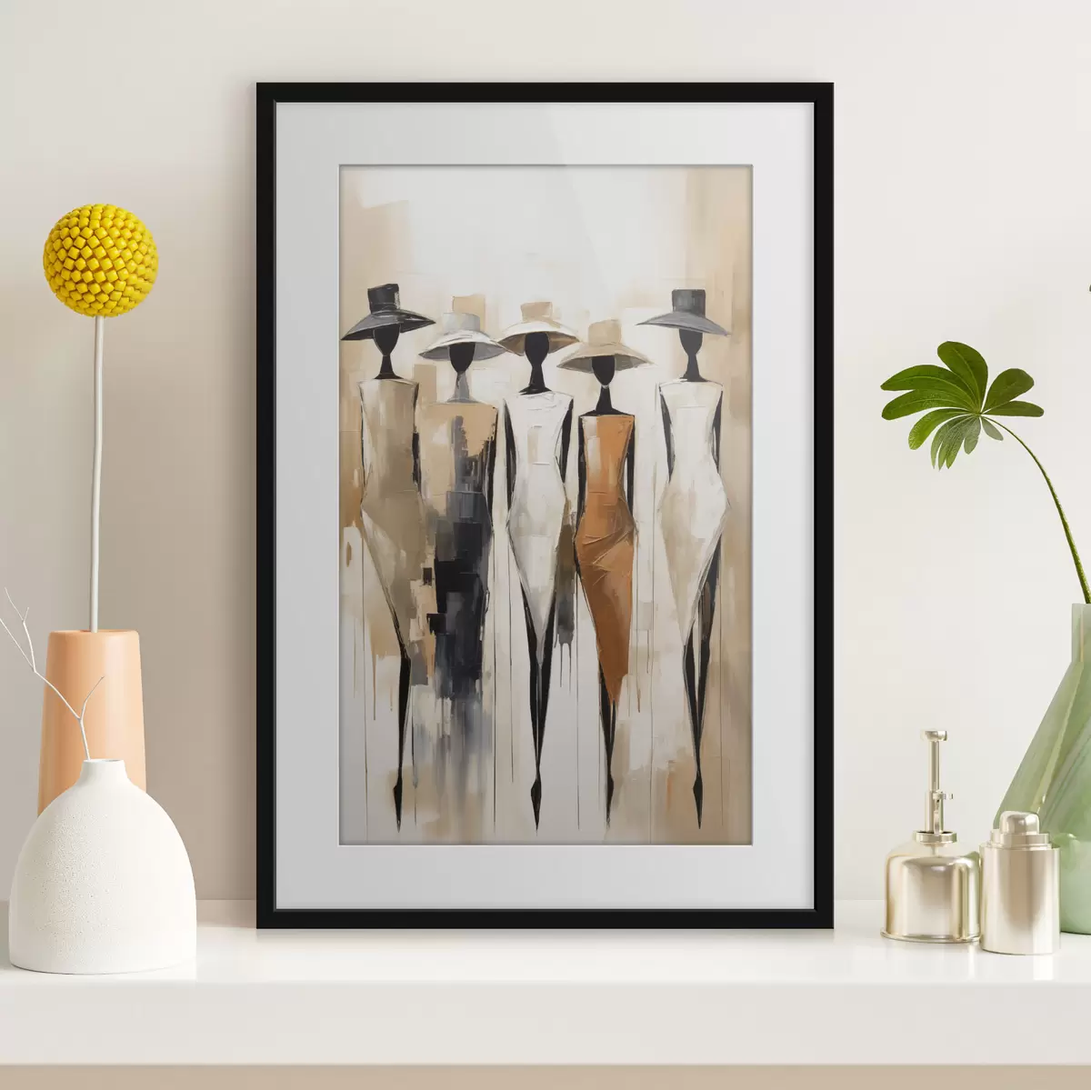 Plakat Abstrakcyjne sylwetki, imitacja malarstwa f50664
