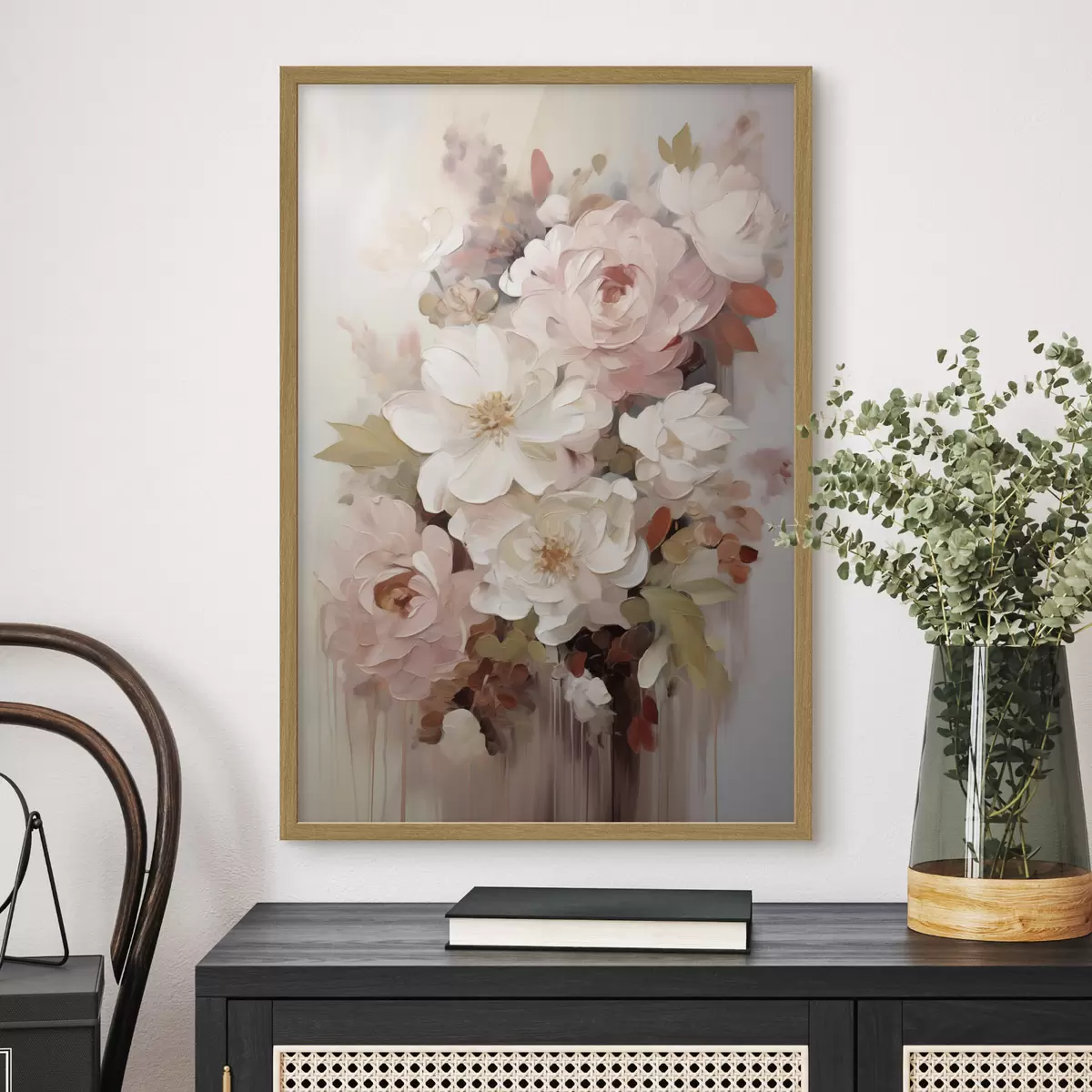 Plakat Abstrakcyjne kwiaty, imitacja obrazu f50676