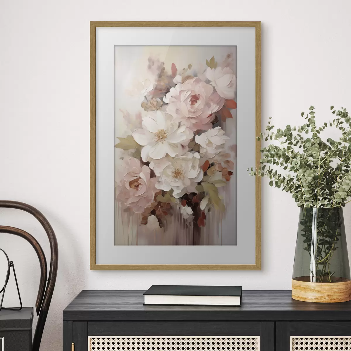 Plakat Abstrakcyjne kwiaty, imitacja obrazu f50676