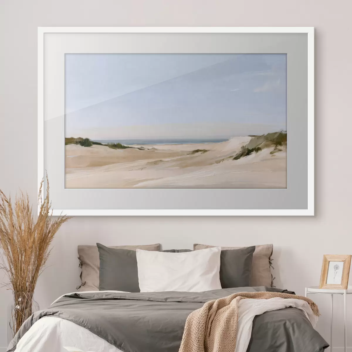 Plakat Trawy plażowe nad morzem w ciepłym świetle f50576