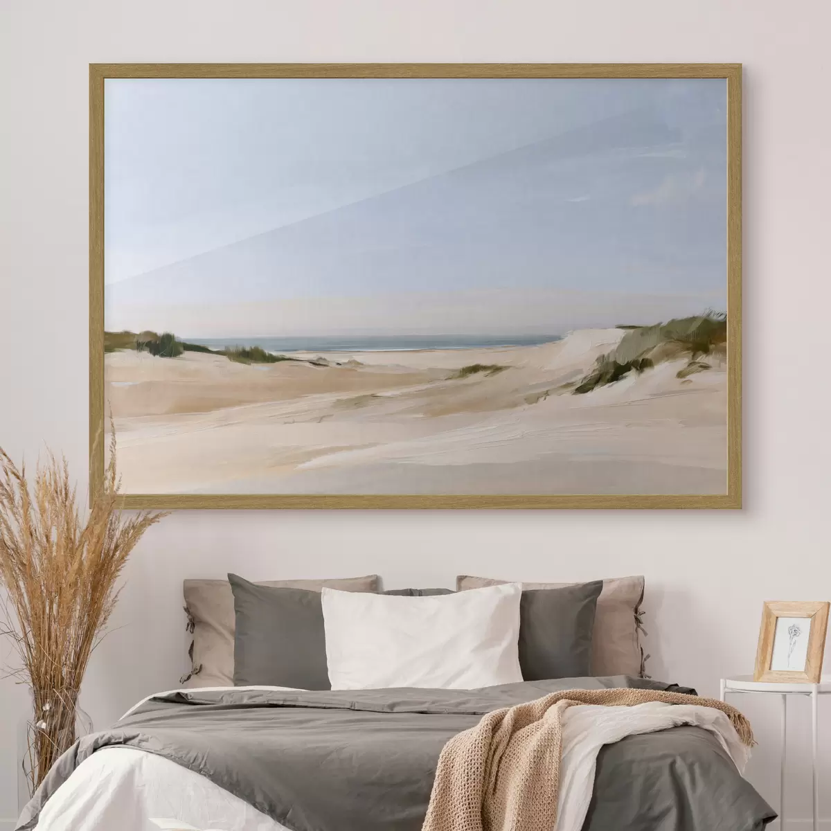Plakat Trawy plażowe nad morzem w ciepłym świetle f50576
