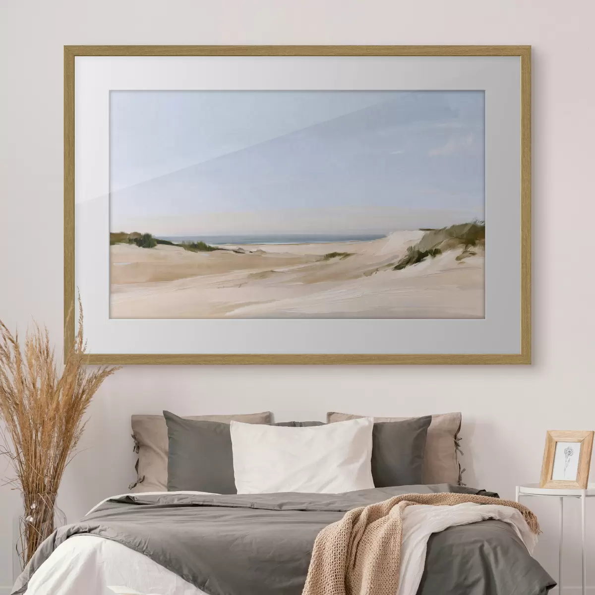 Plakat Trawy plażowe nad morzem w ciepłym świetle f50576