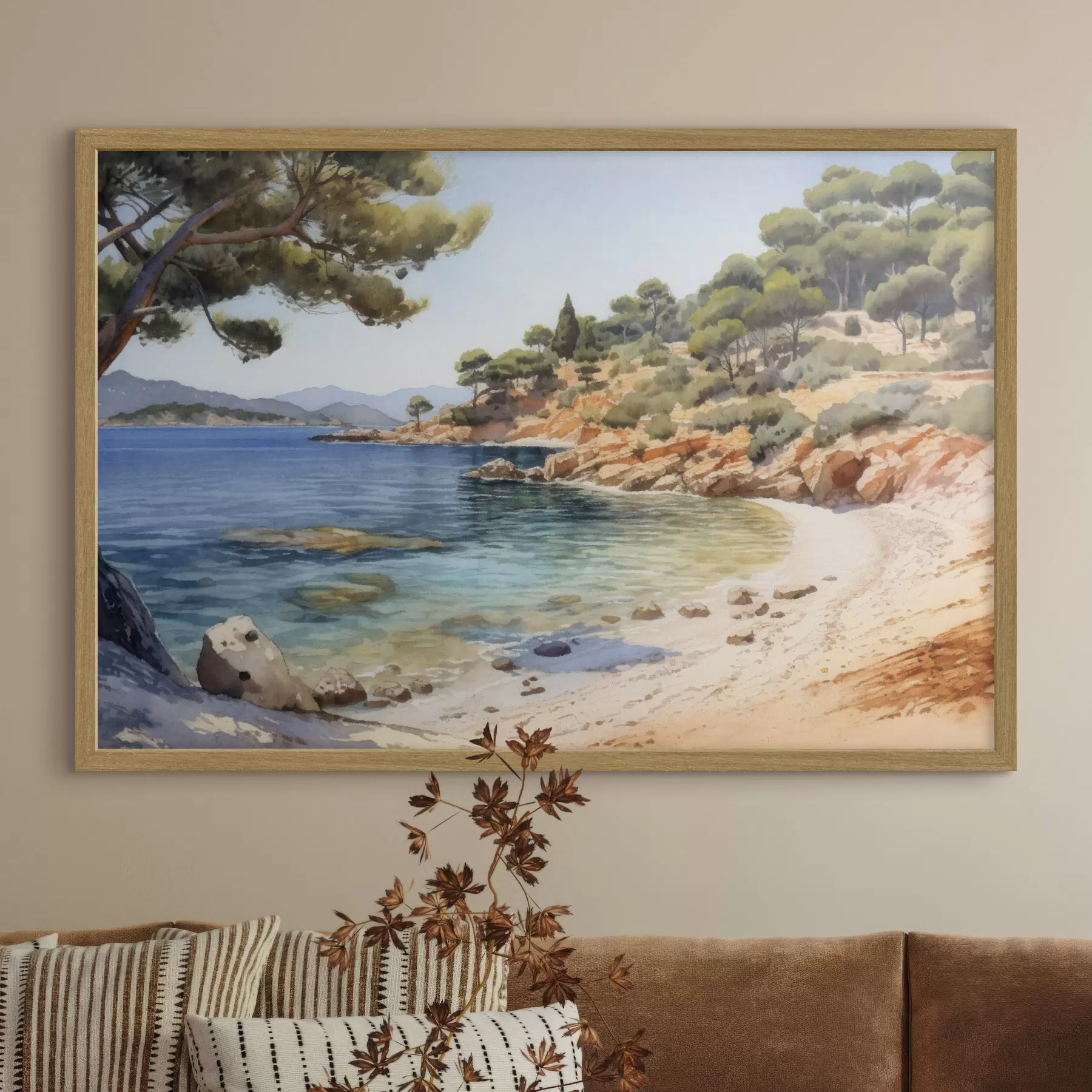Fototapeta Zatoczka morska ze skalistym brzegiem i sosnami f50579